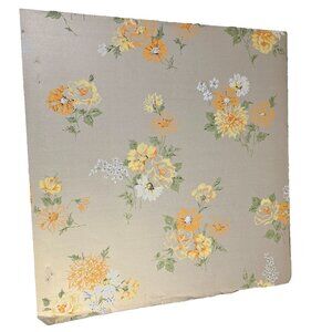 Vintage Wallpaper Sample Sheet Gold Yellow Orange Flower Pattern Craft Supply